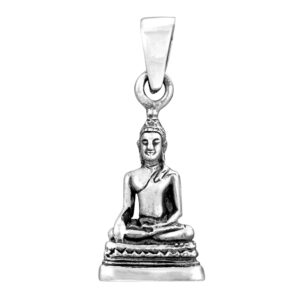 AeraVida Buddha Image in Meditating Posture .925 Sterling Silver Pendant | Silver Buddha Pendant For Women | Sterling Silver Buddha Pendant | Sterling Silver Pendant