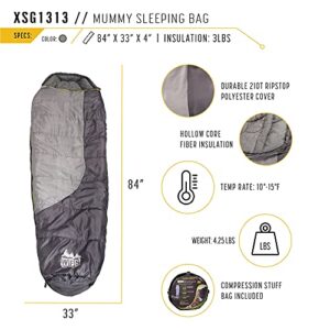 World Famous Sports 15 Degree Mummy Sleeping Bag , Blue