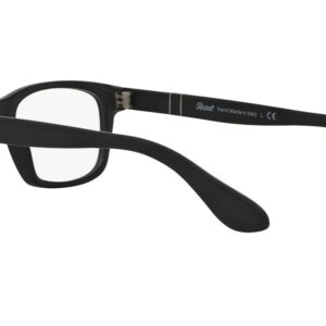 Persol PO3012V Square Prescription Eyewear Frames, Matte Black/Demo Lens, 52 mm