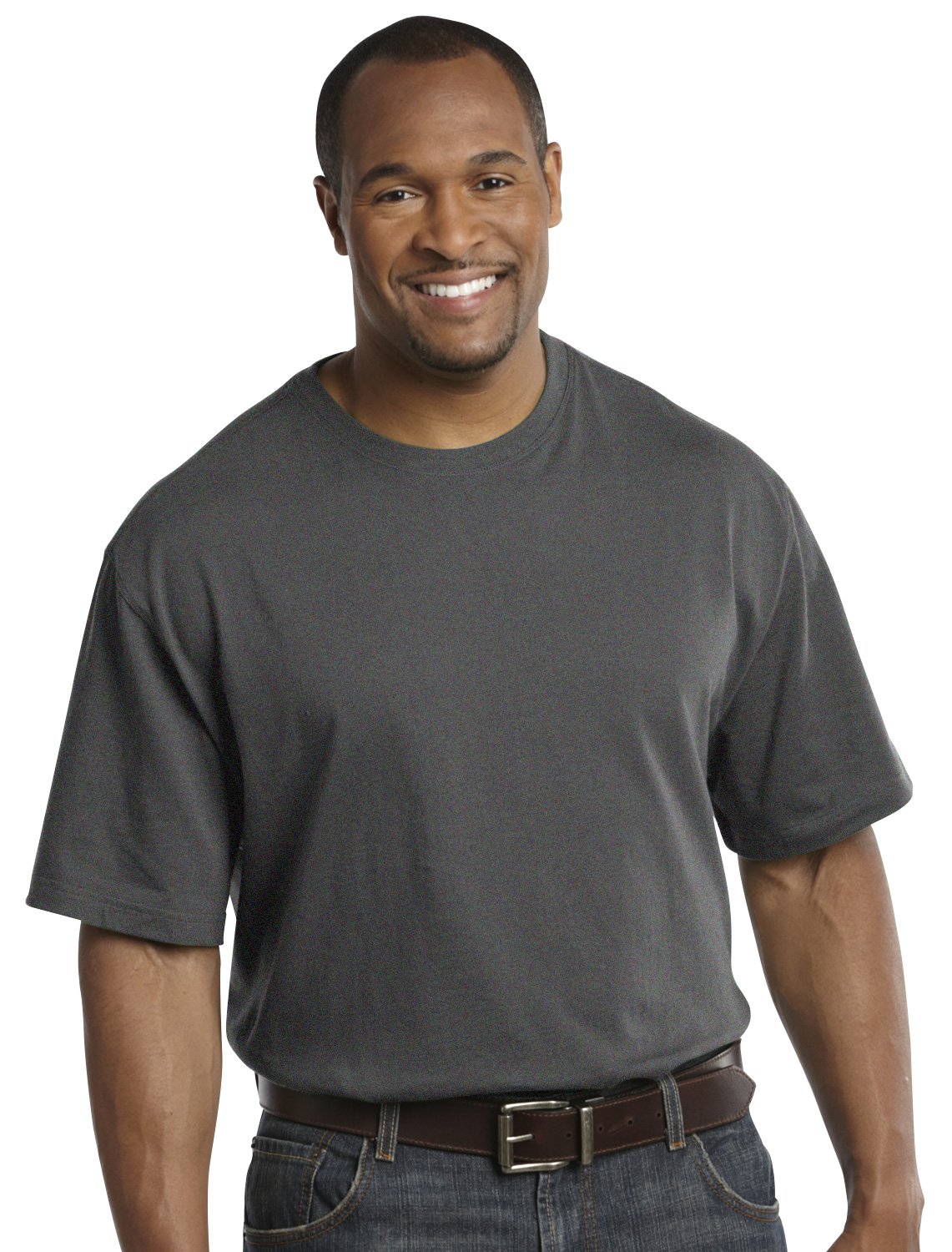 Harbor Bay by DXL Men's Big and Tall Moisture-Wicking Jersey T-Shirt Granite Heather 3XL