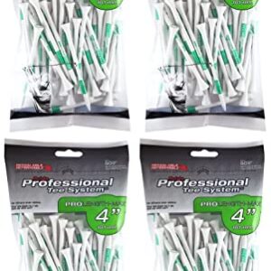 PRIDE PROFESSIONAL TEE SYSTEM PROLENGTH MAX 4" WHITE GOLF TEES - 4 BAGS