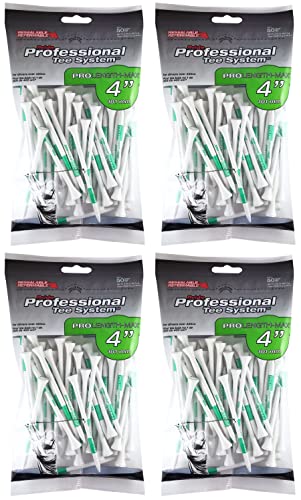 PRIDE PROFESSIONAL TEE SYSTEM PROLENGTH MAX 4" WHITE GOLF TEES - 4 BAGS