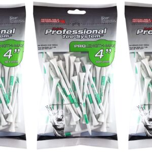 PRIDE PROFESSIONAL TEE SYSTEM PROLENGTH MAX 4" WHITE GOLF TEES - 3 BAGS