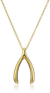 amazon essentials 18k yellow gold plated sterling silver wishbone pendant necklace, 18" ,(previously amazon collection)