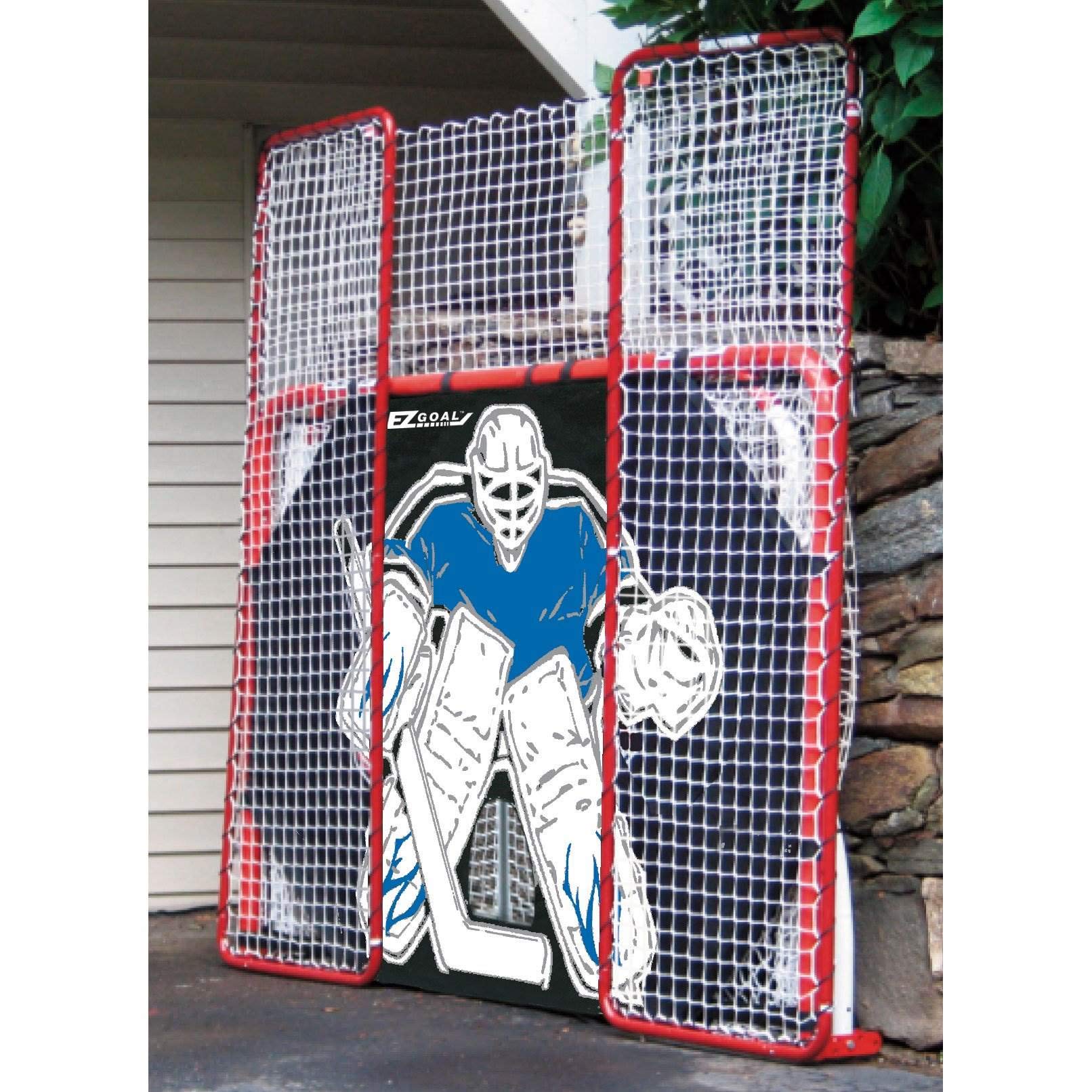 EZ Goal Folding Hockey Training Goal Net w/ Backstop, Targets, & Shooter Tutor , Red/White, 2-Inch