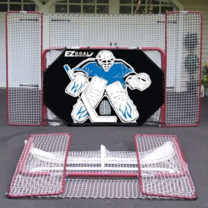 EZ Goal Folding Hockey Training Goal Net w/ Backstop, Targets, & Shooter Tutor , Red/White, 2-Inch