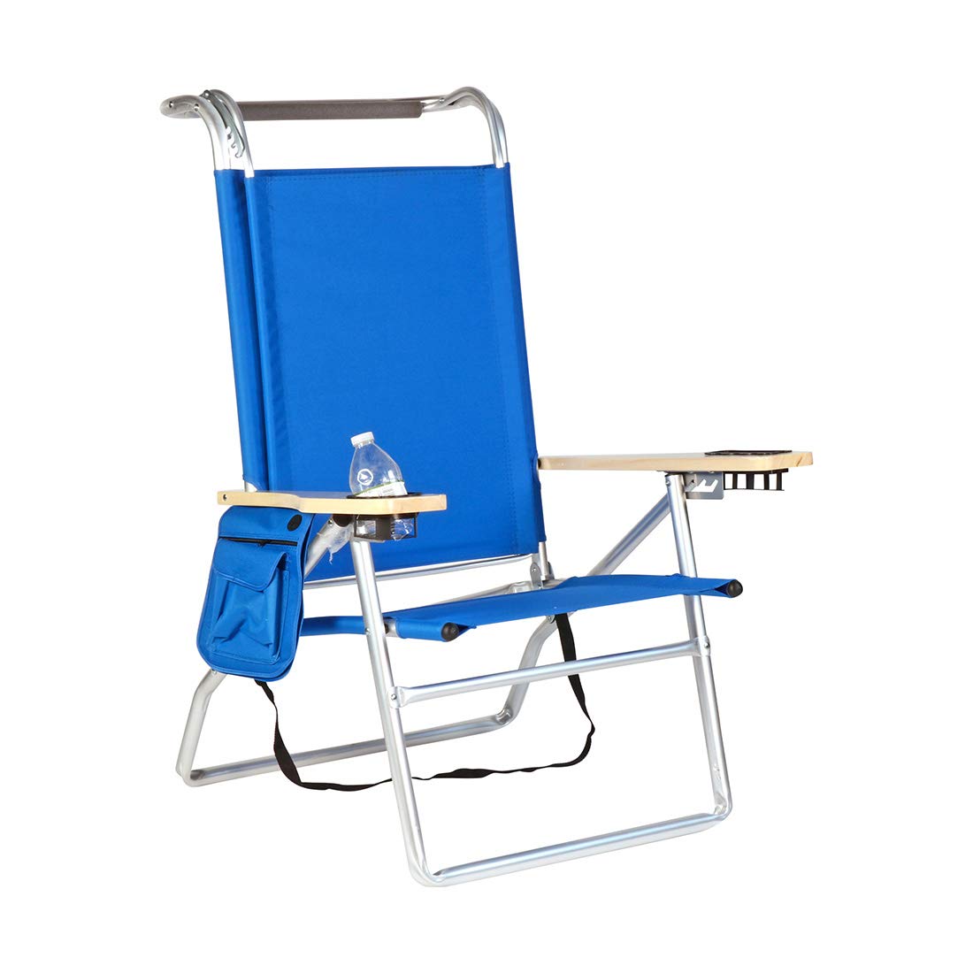 Deluxe 4 Reclining Positions Lightweight High Aluminum Beach Chair with Canopy Shade for Adults, Drink Holder, Storage Pouch