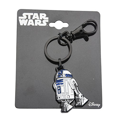 Star Wars Jewelry Unisex Adult Black IP & Base Metal R2-D2 Key Chain, Silver/Black, One Size