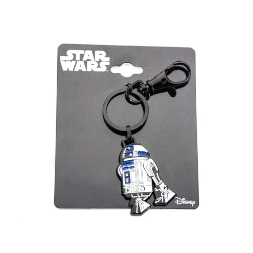 Star Wars Jewelry Unisex Adult Black IP & Base Metal R2-D2 Key Chain, Silver/Black, One Size