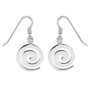 sterling silver swirl spiral koru dangle earrings