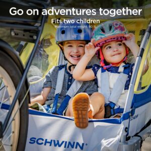 Schwinn Echo Child Bike Trailer, Max of 2 Children with Total Weight of 80 lbs., Canopy, 20-Inch Air-Filled Tires, Yellow/Grey