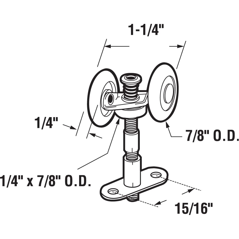 Prime-Line N 6534 7/8 Roller, Offset Top Mount Bi-fold Tandem Rolle, Mill