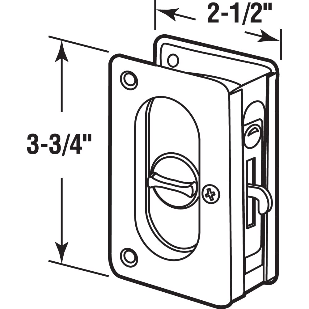 Prime-Line N 7365 Pocket Door Privacy Lock with Pull - Replace Old or Damaged Pocket Door Locks Quickly and Easily – Polished Brass, 3-3/4” (Single Pack)