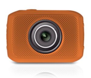 pyle mini hd sports action camera - camcorder w/ 5.0 mp camera, 2" touch screen, usb sd card, rechargeable battery - waterproof case, bike handle bar, helmet mount, car charger pschd30or (orange)