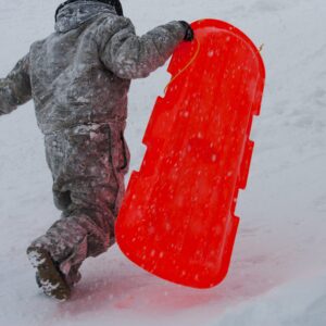 ESP 48" Day Glow Sno-Twin Toboggan – Two-Rider Sled – Tough Polyresin, Diamond-Polished Bottom – Neon Orange 1143