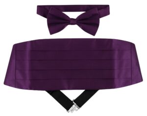 silk cumberbund & bowtie dark purple men's cummerbund & bow tie set