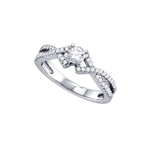 dazzlingrock collection 14kt white gold women's round diamond solitaire engagement ring 1/3 ctw