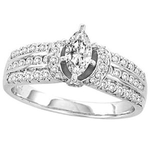 Dazzlingrock Collection 14kt White Gold Womens Marquise Diamond Solitaire Bridal Wedding Engagement Ring 1.00 ctw