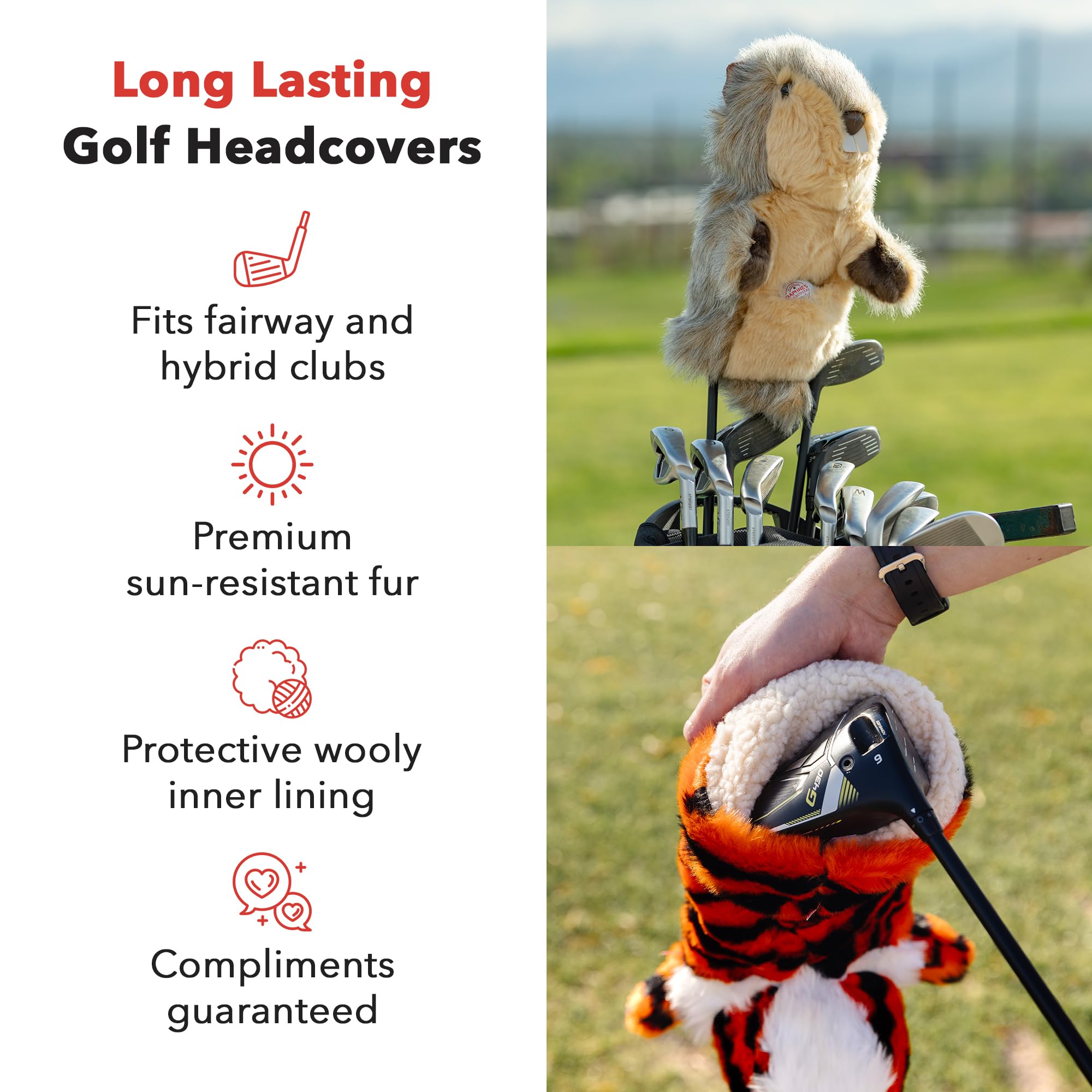 Daphne’s Flamingo Hybrid Headcover | Premium Hybrid and Fairway Wood Headcovers | Funny Golf Club Covers | Stylish Protection for Your Clubs | Men's Golf Gear | Hybrid Headcover for Men and Women