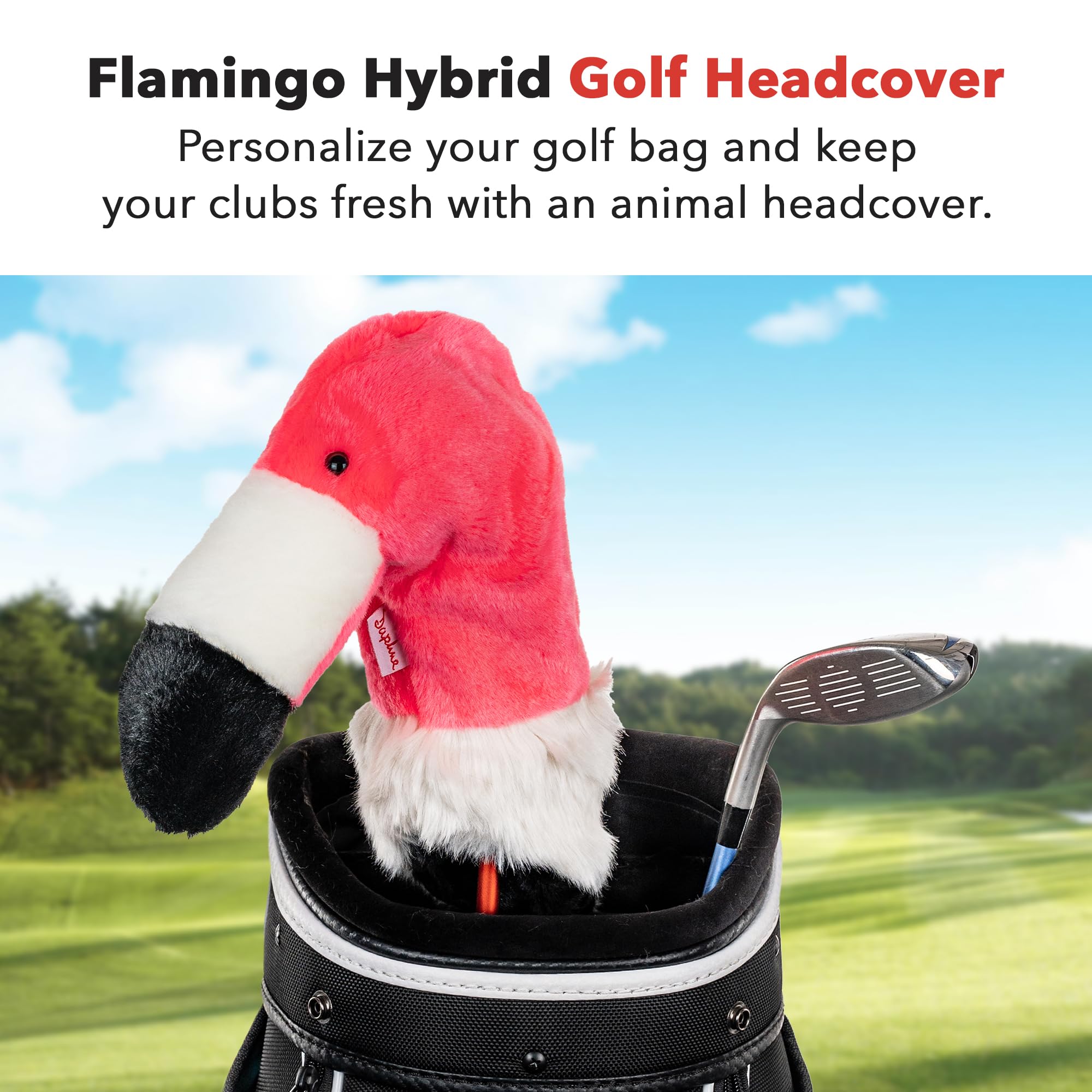 Daphne’s Flamingo Hybrid Headcover | Premium Hybrid and Fairway Wood Headcovers | Funny Golf Club Covers | Stylish Protection for Your Clubs | Men's Golf Gear | Hybrid Headcover for Men and Women