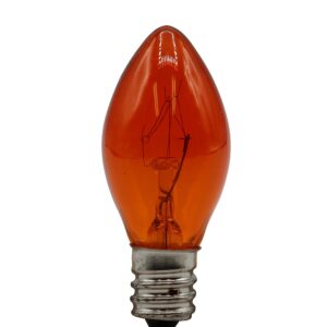 Creative Hobbies® Transparent Orange C7 Light Bulbs - 7 Watt, Steady Burning, Candelabra Base - Ideal for Halloween Pumpkin Lights & Christmas | Box of 25