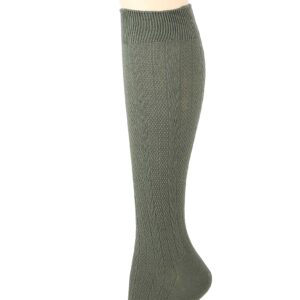 Foot Traffic, Textured Cable Knit Knee Socks, Sage, One Pair, Shoe Size 7-12