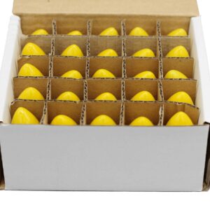 Box of 25 Light Bulbs - Opaque Yellow, Steady Burning, 7 Watt, C7 -E12 Candelabra Base -Great for Night Lights, Decorative Lights and Christmas Strings