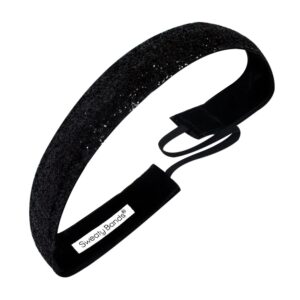 sweaty bands womens girl headband - non-slip velvet-lined sparkle hairband - viva diva black 1-inch