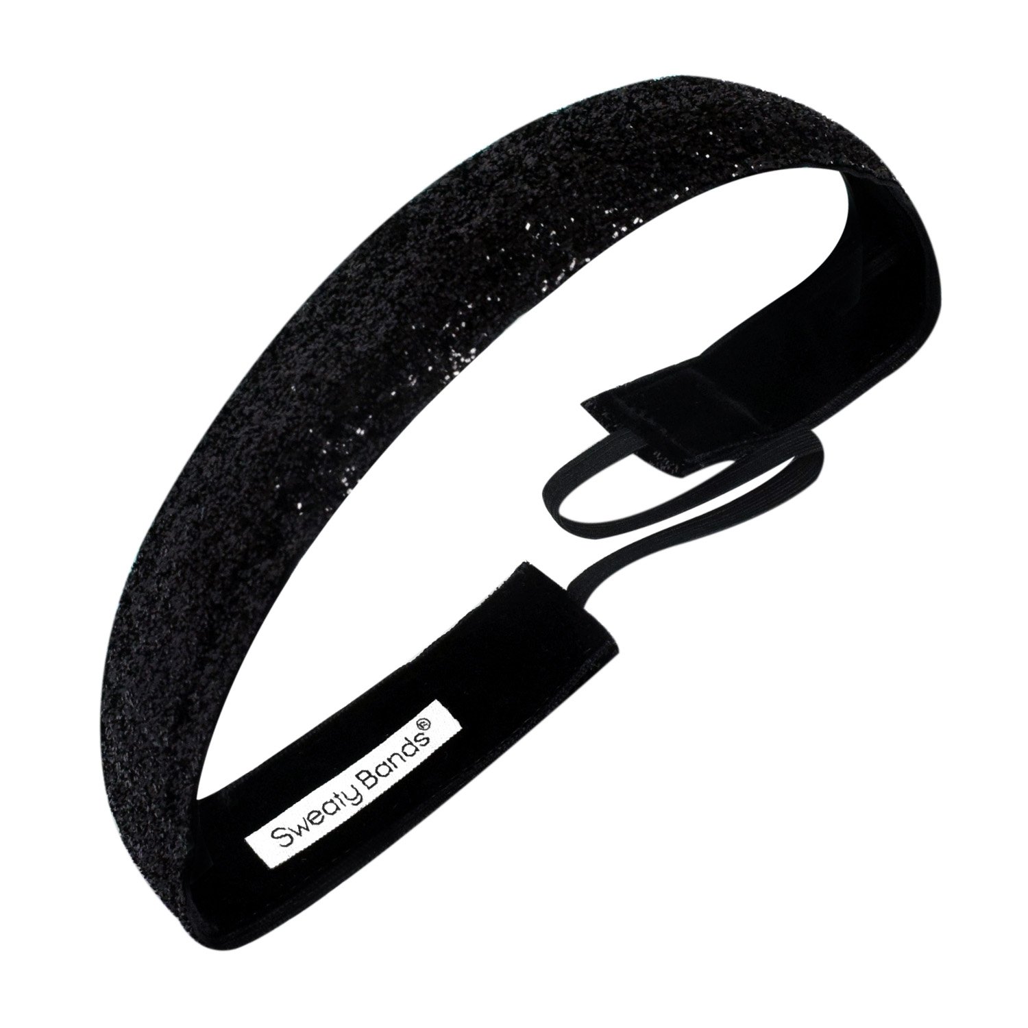 Sweaty Bands Womens Girl Headband - Non-Slip Velvet-Lined Sparkle Hairband - Viva Diva Black 1-Inch