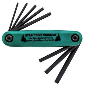 pine ridge archery star drive wrench, heavy duty bow repair tool, rust and corrosion resistant, green