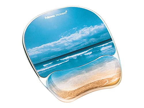 Fellowes 9179301 Gel Mouse Pad with Wrist Rest, 7-7/8 x 9-1/4, Sandy Beach Design