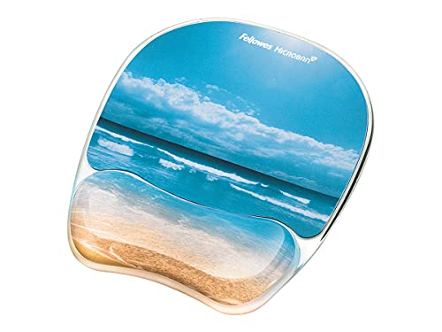 Fellowes 9179301 Gel Mouse Pad with Wrist Rest, 7-7/8 x 9-1/4, Sandy Beach Design