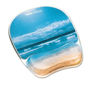 fellowes 9179301 gel mouse pad with wrist rest, 7-7/8 x 9-1/4, sandy beach design