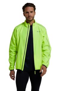 mountain warehouse force mens reflective water-resistant running jacket yellow small