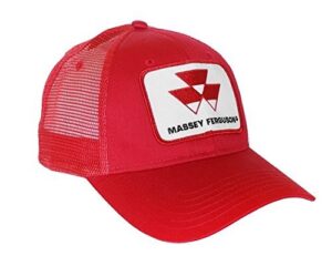 j&d productions red massey ferguson tractor logo hat with mesh back