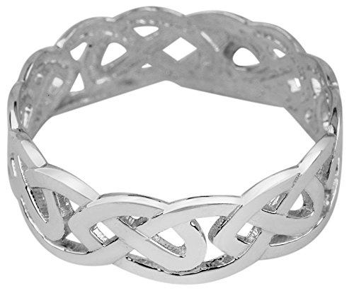 Women's 14k White Gold Celtic Wedding Band Trinity Knot Eternity Ring (8.5)