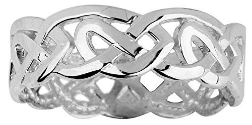 Women's 14k White Gold Celtic Wedding Band Trinity Knot Eternity Ring (8.5)