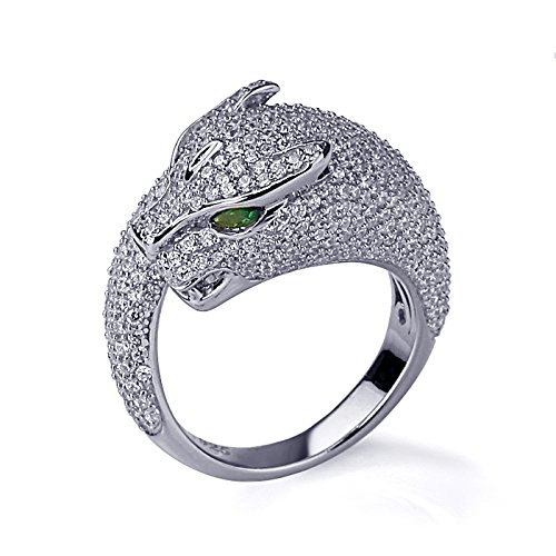 Lavish Sterling Silver Rhodium Plated, Puma Design CZ Pave Setting Right Hand Ring 16mm, 6