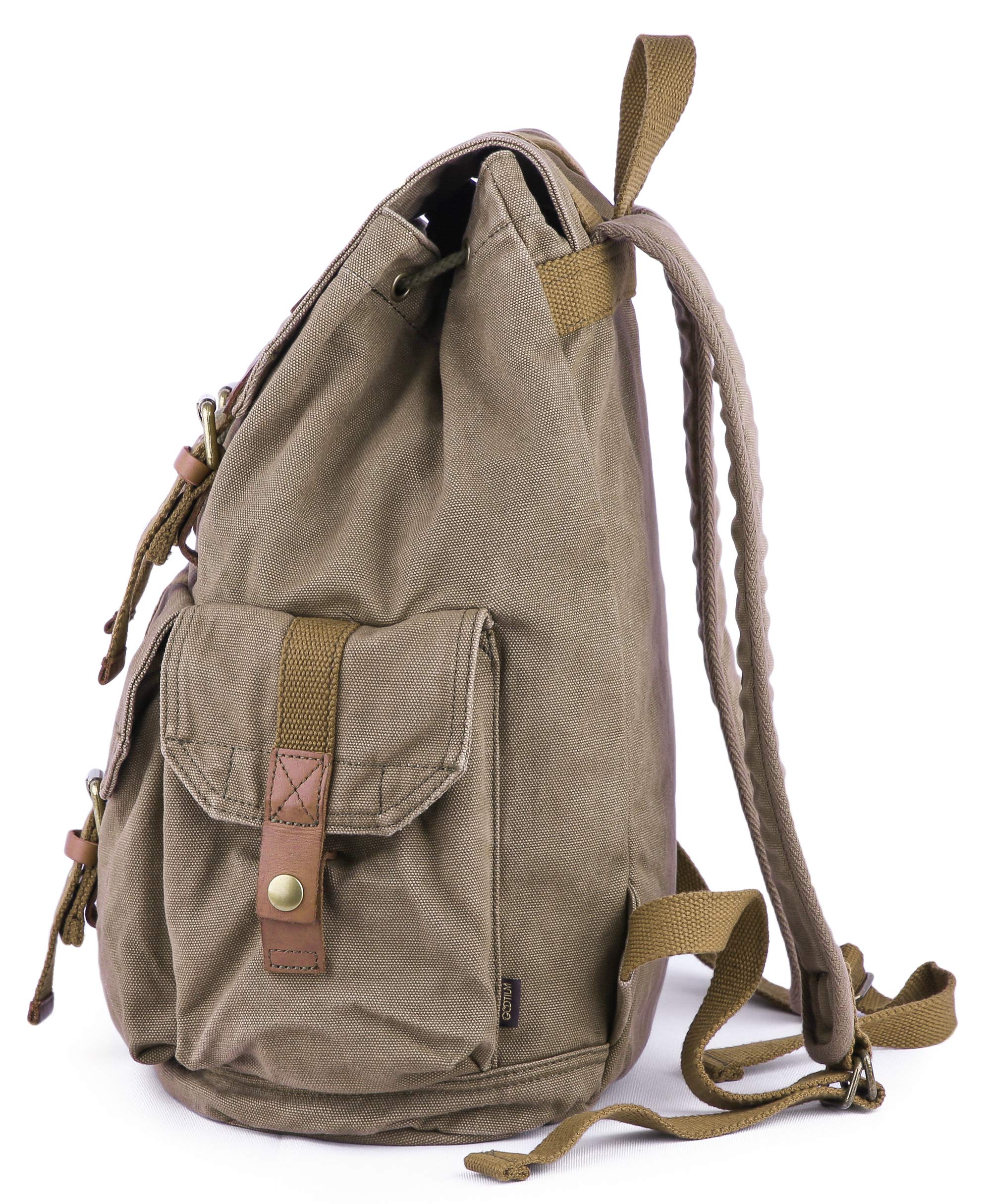 Gootium 21101AMG-S Specially High Density Thick Canvas Backpack Rucksack, Army Green Size Small