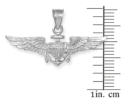 Solid 925 Sterling Silver Aviator Wings Pendant