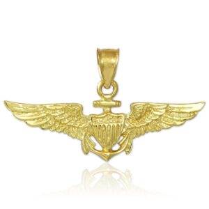 American Heroes Solid 10k Gold US Naval Aviator Wings Pendant