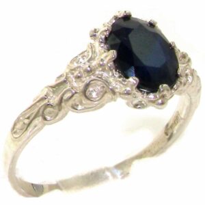 LetsBuyGold 925 Sterling Silver Real Genuine Sapphire Womens Anniversary Ring - Size 8