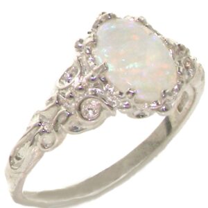 LetsBuyGold 925 Sterling Silver Real Genuine Opal Womens Vintage style solitaire Ring - Size 7