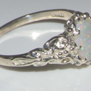 LetsBuyGold 925 Sterling Silver Real Genuine Opal Womens Solitaire Engagement Ring - Size 6