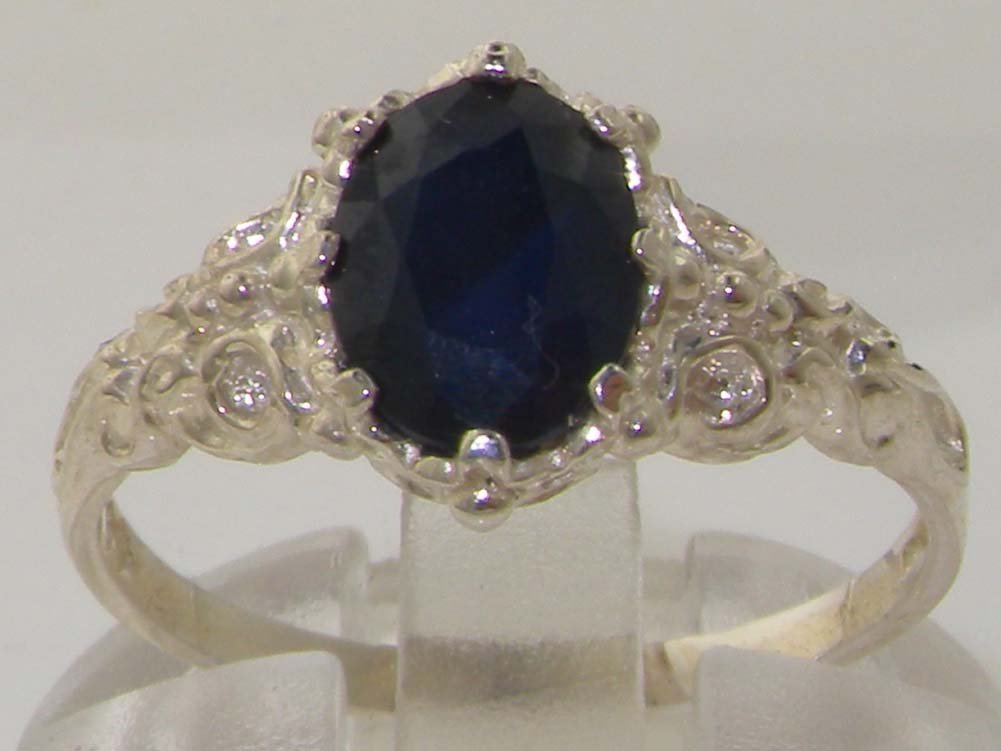 LetsBuyGold 925 Sterling Silver Real Genuine Sapphire Womens Anniversary Ring - Size 8