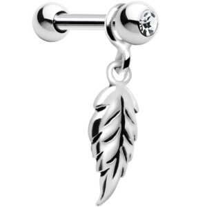 body candy 925 silver falling feather dangle cartilage earring