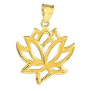 10k yellow gold lotus flower pendant