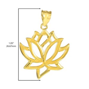 14K Yellow Gold Openwork Yoga Lotus Flower Charm Pendant