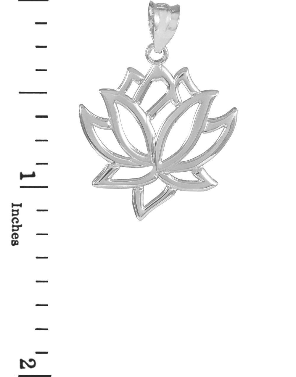 14k White Gold Lotus Flower Pendant