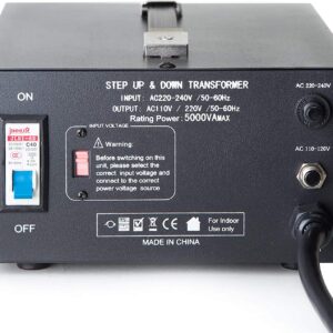 ELC T-5000 5000-Watt Voltage Converter Transformer - Step Up/Down - 110V/220V - Circuit Breaker Protection [3-Years Warranty]